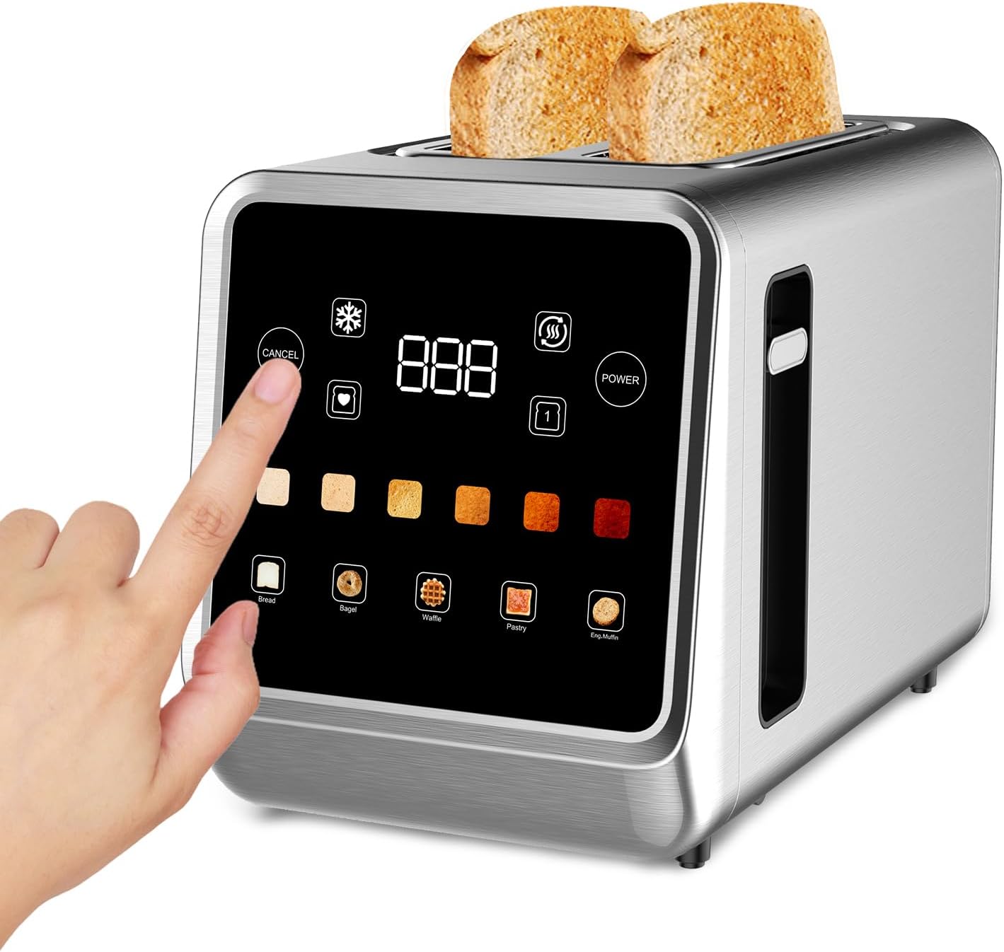 Touch Screen Toaster 2 Slice with LCD Display Stainless Steel Digital Timer