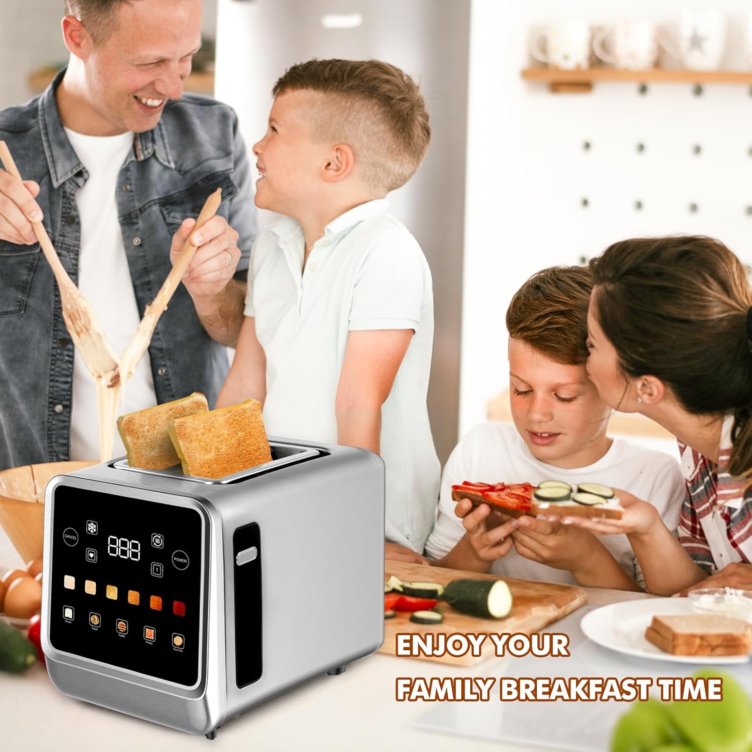 Touch Screen Toaster 2 Slice with LCD Display Stainless Steel Digital Timer