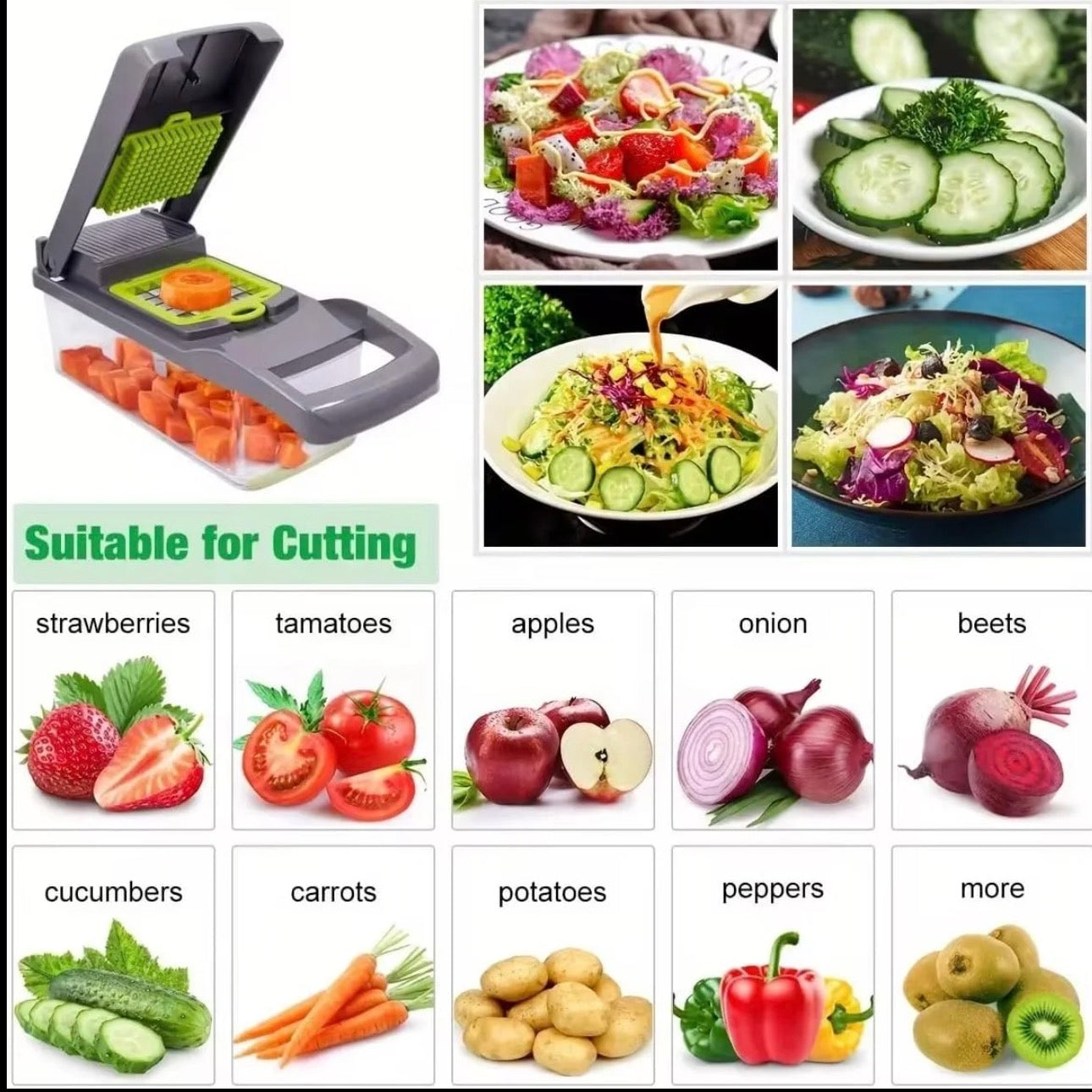 15-in-1 Multifunctional Vegetable Chopper, Durable Vegetable Slicer, Garlic Chopper, Onion and Potato Grater, Kitchen Accessories, Fruit and Vegetable Slicer